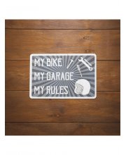 Oxford Garage Metal Sign: MY RULES at JTS Biker Clothing